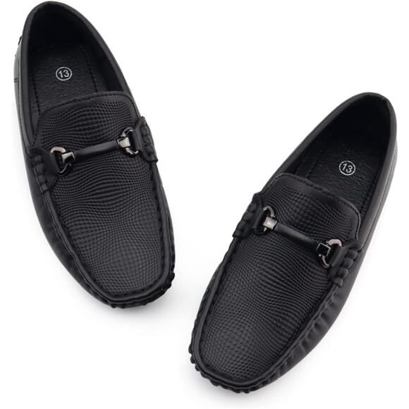 Kids Penny Loafer Casual Slip-On Moccasin Flats Boys Uniform School Black‎ Shoes - Picture 6 of 6